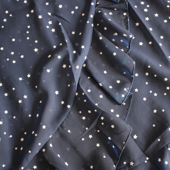 ❗️Blue White Stars Long Sleeve Frilled Wrap Dress - Picture 8 of 8